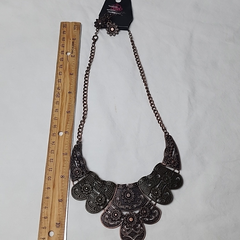 Paparazzi Mess With The Bull Necklace Earring Set - Picture 5 of 5